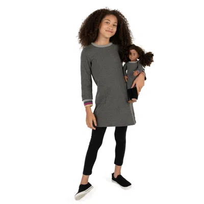 Leveret Kids' Girls And Matching Doll Sweat Dress In Grey