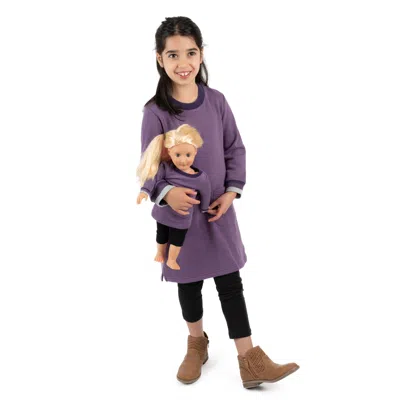 Leveret Kids' Girls And Matching Doll Sweat Dress In Purple