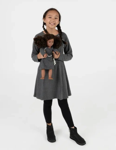 Leveret Kids'  Girls Bow Tie Dress With Matching Doll Dress In Gray