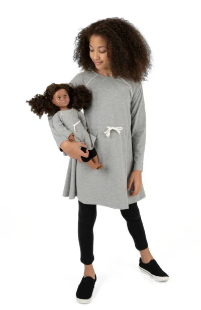 Leveret Kids'  Girls Bow Tie Dress With Matching Doll Dress In Gray
