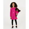 Leveret Girls Bow Tie Dress With Matching Doll Dress In Pink