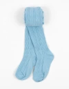 Leveret Girls Cable Knit Tights, Cotton Blend In Blue