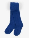 Leveret Kids'  Girls Cable Knit Tights, Cotton Blend In Blue
