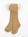 Leveret Kids'  Girls Cable Knit Tights, Cotton Blend In Brown