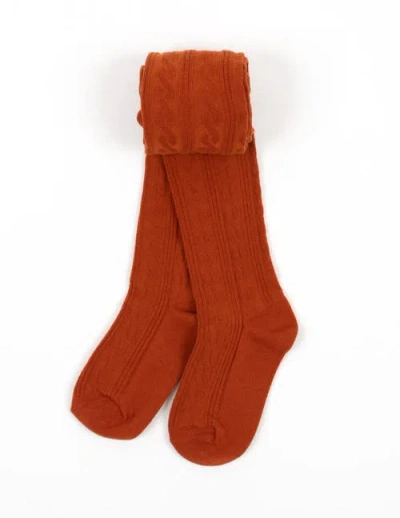 Leveret Kids'  Girls Cable Knit Tights, Cotton Blend In Brown