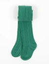 Leveret Kids'  Girls Cable Knit Tights, Cotton Blend In Green