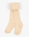 Leveret Kids'  Girls Cable Knit Tights, Cotton Blend In Neutral