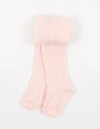 Leveret Kids'  Girls Cable Knit Tights, Cotton Blend In Pink