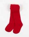 Leveret Kids'  Girls Cable Knit Tights, Cotton Blend In Red