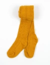 Leveret Kids'  Girls Cable Knit Tights, Cotton Blend In Yellow