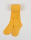 Leveret Kids'  Girls Cable Knit Tights, Cotton Blend In Yellow