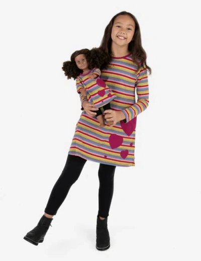 Leveret Kids'  Girls Cotton Dress With Matching Doll Dress, Printed Design In Multi