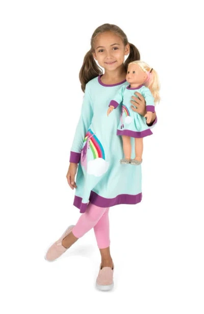 Leveret Kids'  Girls Cotton Dress With Matching Doll Dress, Printed Design In Multi