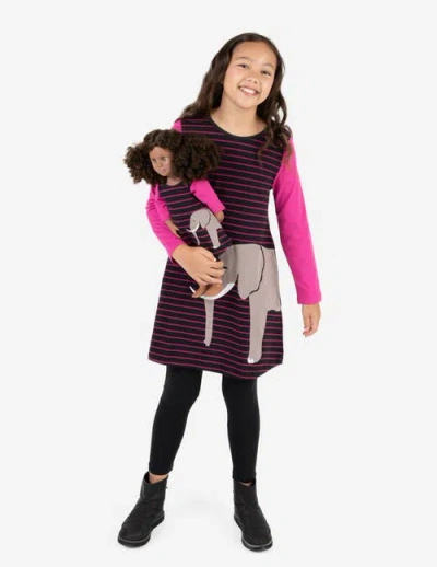 Leveret Kids'  Girls Cotton Dress With Matching Doll Dress, Printed Design In Multi