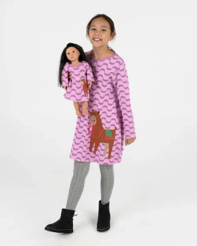 Leveret Kids'  Girls Cotton Dress With Matching Doll Dress, Printed Design In Multi