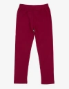 Leveret Kids'  Girls Cotton Leggings, Solid Colors In Red
