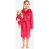Leveret Girls Fleece Hooded Robe With Matching Doll Robe In Animal Print