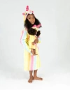 Leveret Girls Fleece Hooded Robe With Matching Doll Robe In Multi