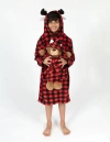 Leveret Girls Fleece Hooded Robe With Matching Doll Robe In Red