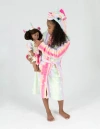 Leveret Girls Fleece Hooded Robe With Matching Doll Robe In White