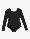 Leveret Girls Long Sleeve Leotard In Black