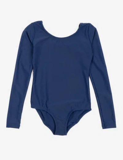 Leveret Kids'  Girls Long Sleeve Leotard In Blue
