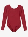 Leveret Kids'  Girls Long Sleeve Leotard In Burgundy