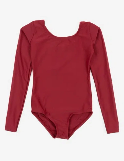 Leveret Kids'  Girls Long Sleeve Leotard In Burgundy