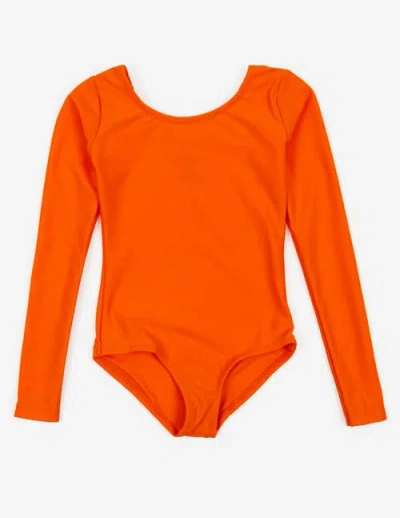 Leveret Kids'  Girls Long Sleeve Leotard In Orange