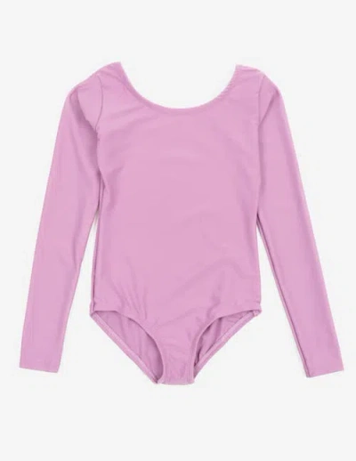 Leveret Kids'  Girls Long Sleeve Leotard In Pink