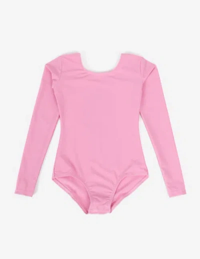 Leveret Kids'  Girls Long Sleeve Leotard In Pink