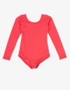 Leveret Girls Long Sleeve Leotard In Red