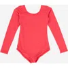Leveret Girls Long Sleeve Leotard In Red