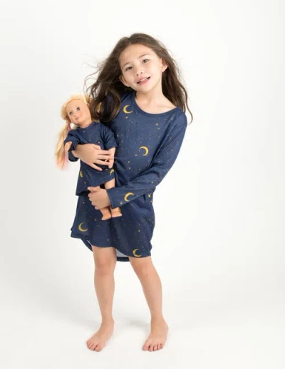 Leveret Kids'  Girls Long Sleeve Nightgown With Matching Doll Nightgown, Printed Design In Gray