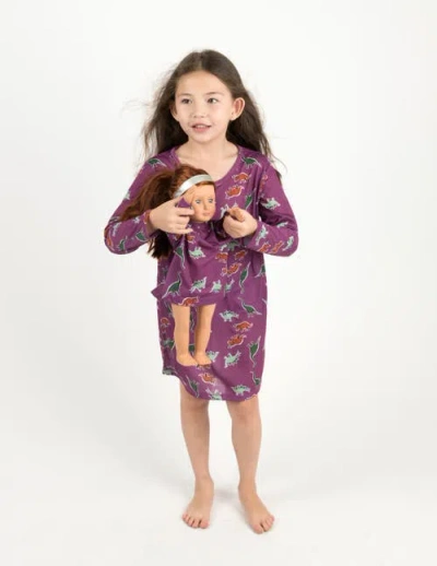 Leveret Kids'  Girls Long Sleeve Nightgown With Matching Doll Nightgown, Printed Design In Pink