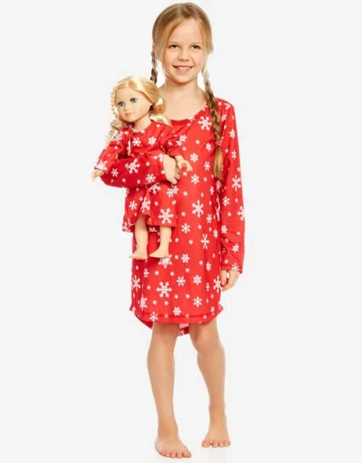 Leveret Kids'  Girls Long Sleeve Nightgown With Matching Doll Nightgown, Printed Design In Purple