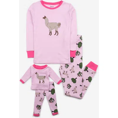 Leveret Kids'  Girls Matching Doll Printed Cotton Pajamas, Animal & Seasonal Prints In Pink