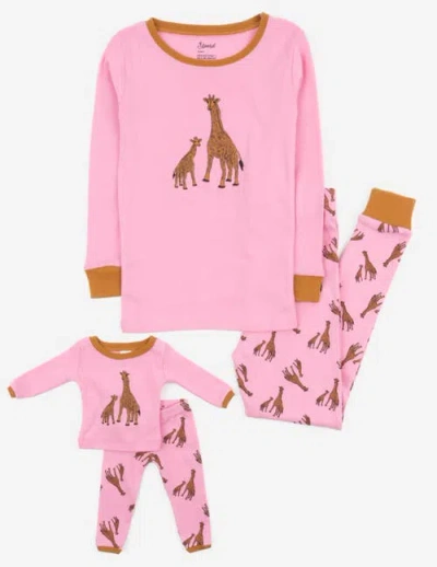 Leveret Kids'  Girls Matching Doll Printed Cotton Pajamas, Animal & Seasonal Prints In Purple