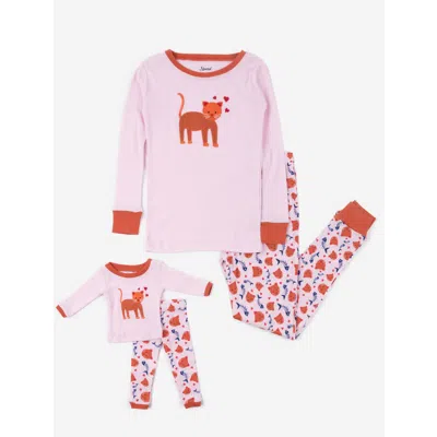 Leveret Kids'  Girls Matching Doll Printed Cotton Pajamas, Animal & Seasonal Prints In Purple