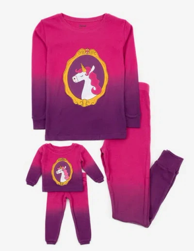 Leveret Kids'  Girls Matching Doll Printed Cotton Pajamas, Fantasy & Character Prints In Pink