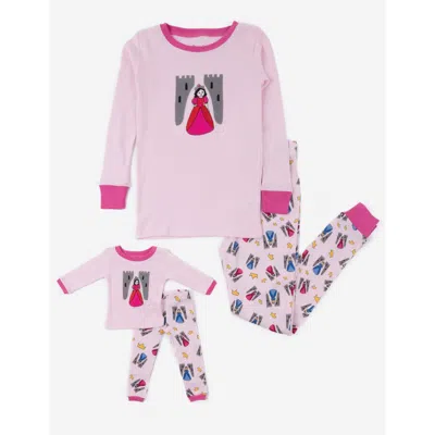 Leveret Kids'  Girls Matching Doll Printed Cotton Pajamas, Fantasy & Character Prints In Pink