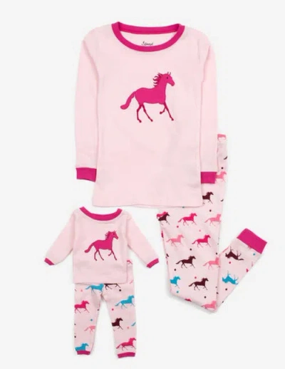 Leveret Kids'  Girls Matching Doll Printed Cotton Pajamas, Fantasy & Character Prints In Pink