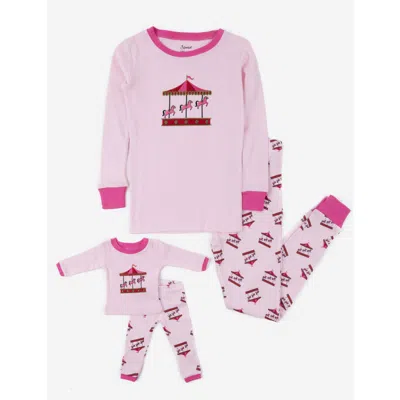 Leveret Kids'  Girls Matching Doll Printed Cotton Pajamas, Fantasy & Character Prints In Pink