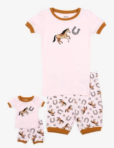 Leveret Kids'  Girls Matching Doll Short Printed Cotton Pajamas In Pattern