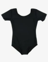 Leveret Girls Short Sleeve Leotard In Black