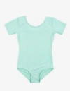 Leveret Girls Short Sleeve Leotard In Blue
