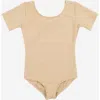 Leveret Girls Short Sleeve Leotard In Brown