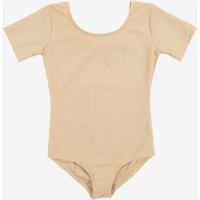 Leveret Kids'  Girls Short Sleeve Leotard In Brown