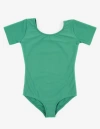 Leveret Girls Short Sleeve Leotard In Green