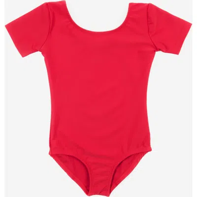 Leveret Kids'  Girls Short Sleeve Leotard In Red